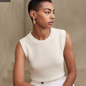 Banana Republic Open-Stitch Sweater Tank, Color: Stone Washed, Size: Medium